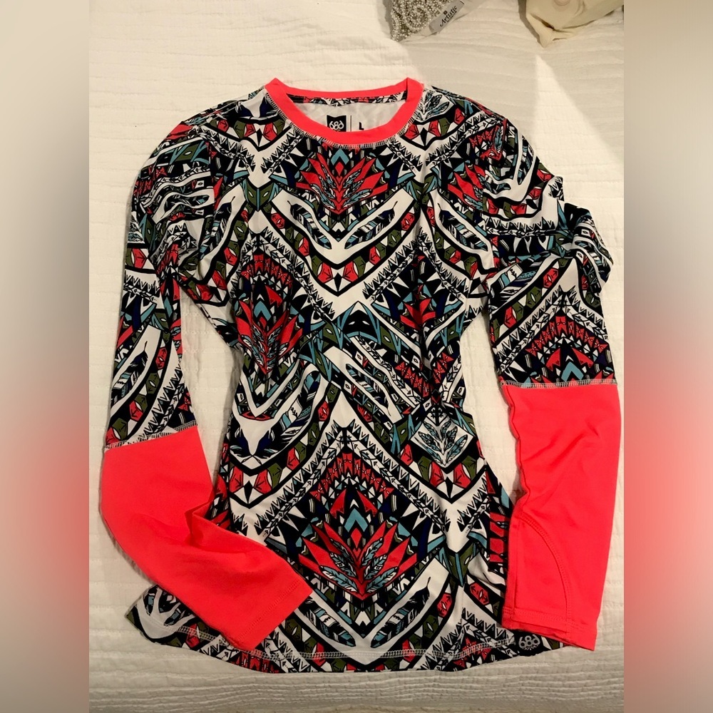 686 Women Bliss Baselayer Long Sleeve Shirt Tribe Color block size L